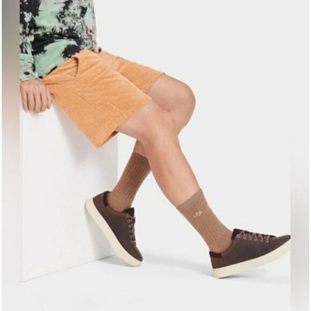 UGG Baysider Grizzley Brown Mens Low Top‎ Sneakers Shoes Size 8 Pre-Owned